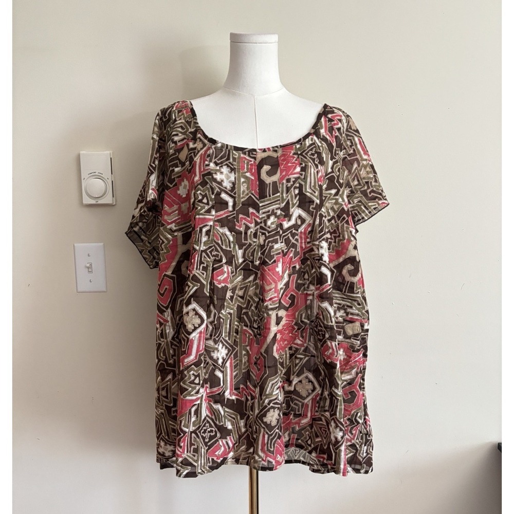 NWT *Small Flaw* Calvin‎ Klein Plus Size 3X Semi Sheer Cotton Top Office Chic